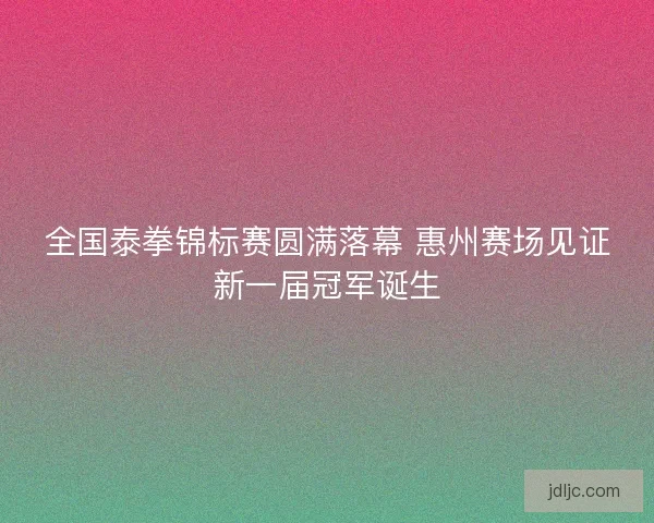 全国泰拳锦标赛圆满落幕 惠州赛场见证新一届冠军诞生